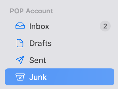 apple mail settings accounts pop junk