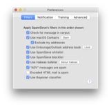 Set which filters SpamSieve uses.