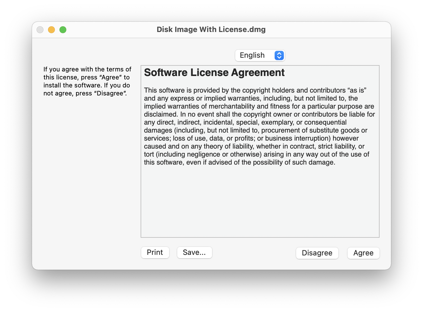 license agreement dialog