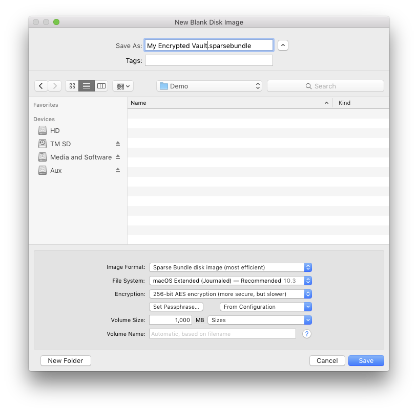 new blank disk image