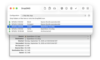 DropDMG Window: Log Detail Drawer