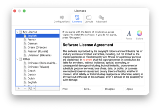 Settings: Licenses