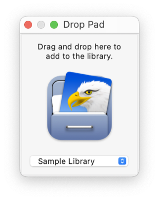 Drag onto the Drop Pad to import into EagleFiler, or use it to open a different library.