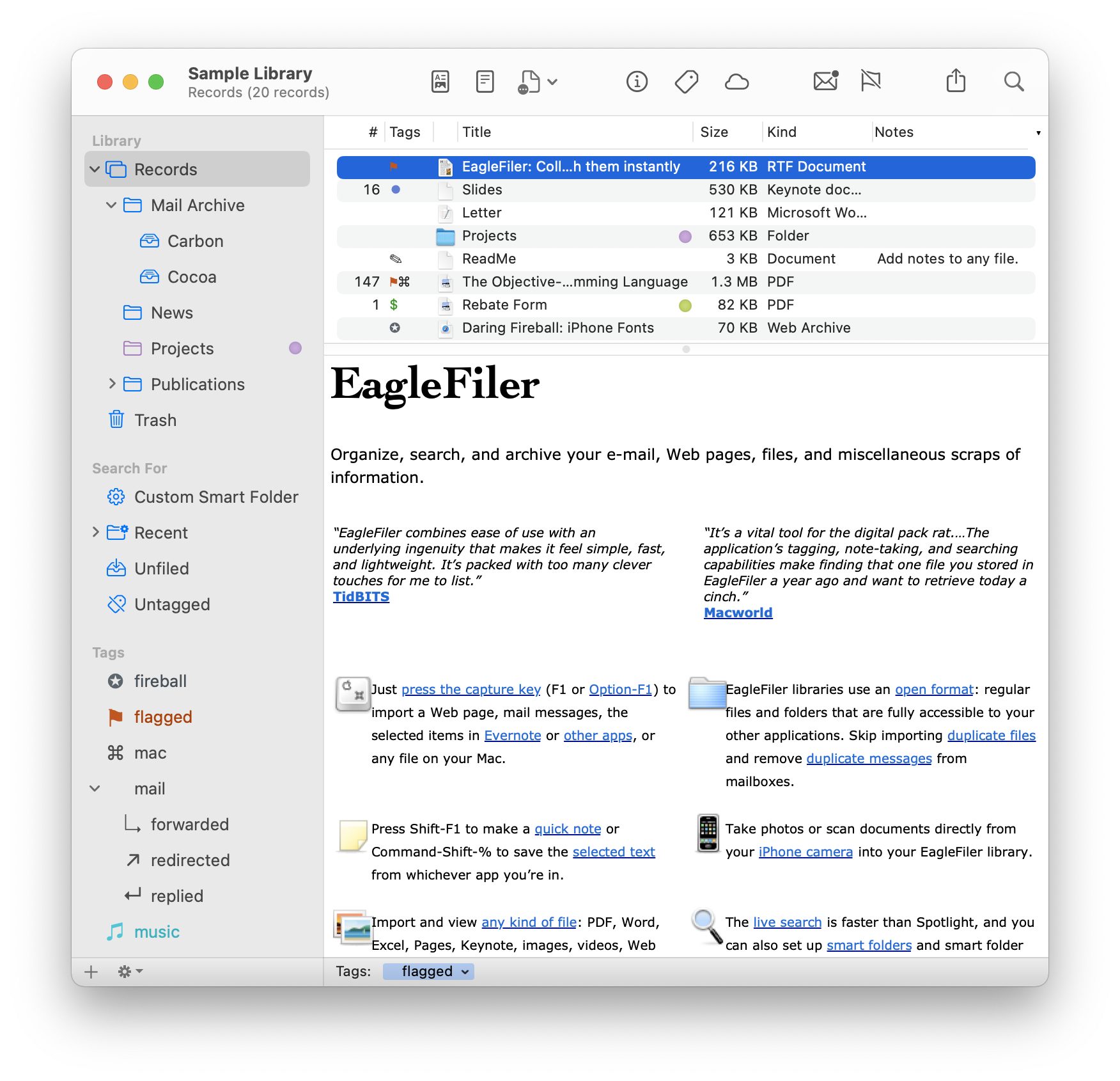 EagleFiler 1.9.7 Mac 破解版 文件和信息管理工具