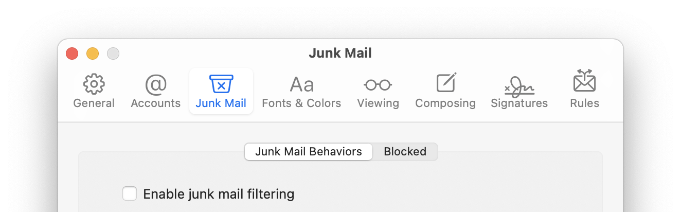 apple mail junk filtering