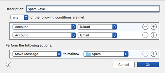 apple mail only certain accounts
