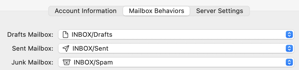 apple mail settings accounts mailbox behaviors cropped