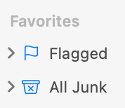 apple mail sidebar all junk