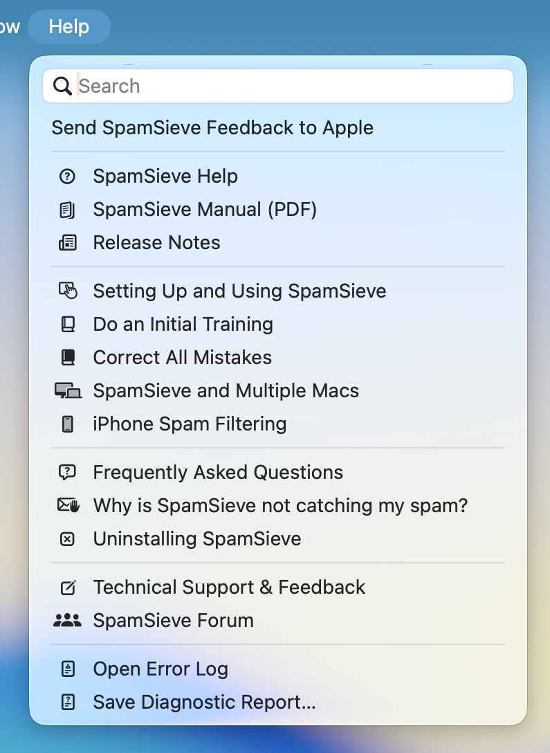 help menu