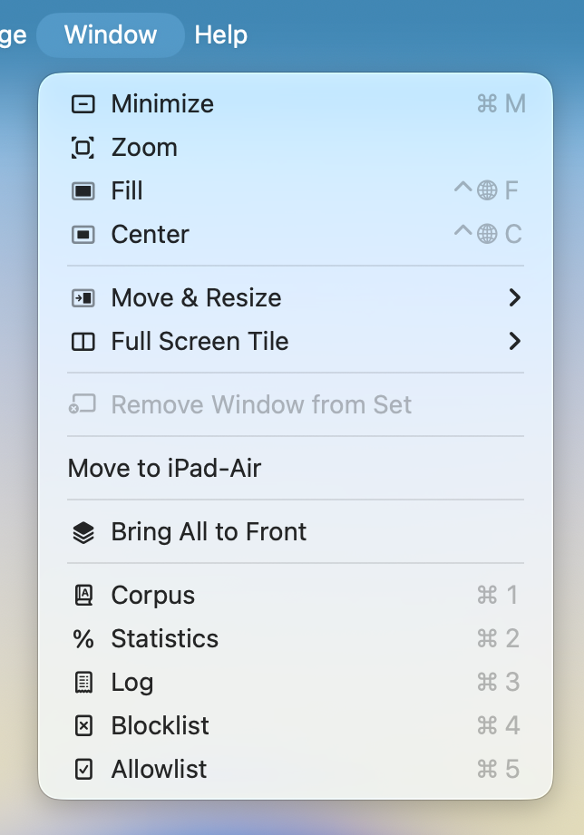 window menu
