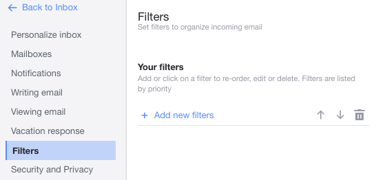 yahoo mail 2018 filters