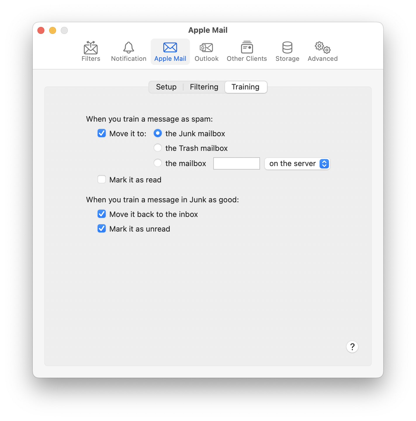 settings apple mail training