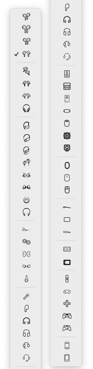 Choose a menu bar icon for each Bluetooth device.